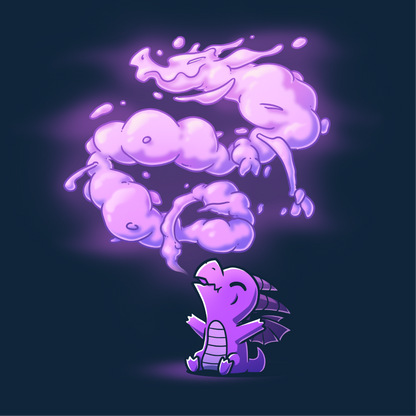 Pullover Hoodie_TeeTurtle navy The Dragon Within Pullover Hoodie featuring a purple baby dragon exhaling smoke that twists above them in the shape of a powerful adult dragon. 