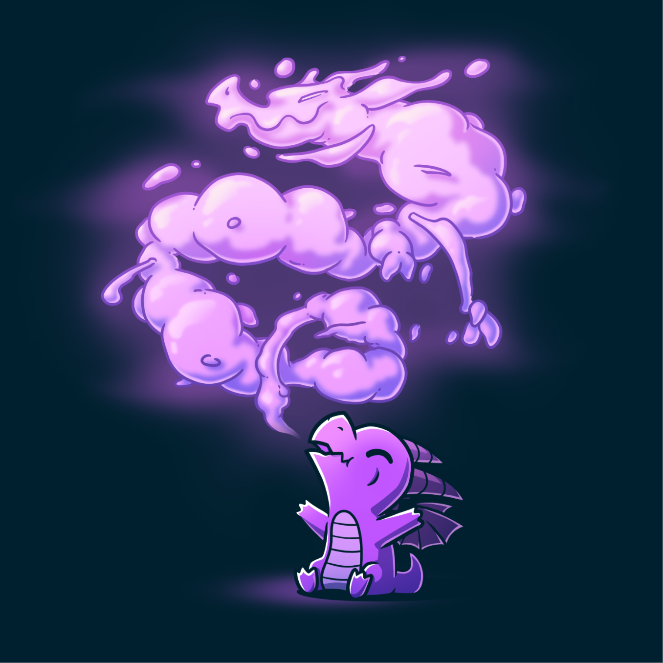 Premium Cotton T-shirt_TeeTurtle navy The Dragon Within Premium Cotton T-shirt featuring a purple baby dragon exhaling smoke that twists above them in the shape of a powerful adult dragon. 
