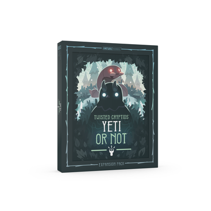 Twisted Cryptids 'Yeti or Not' Expansion Pack board game box shown at a three-quarter angle on a clean white background.
