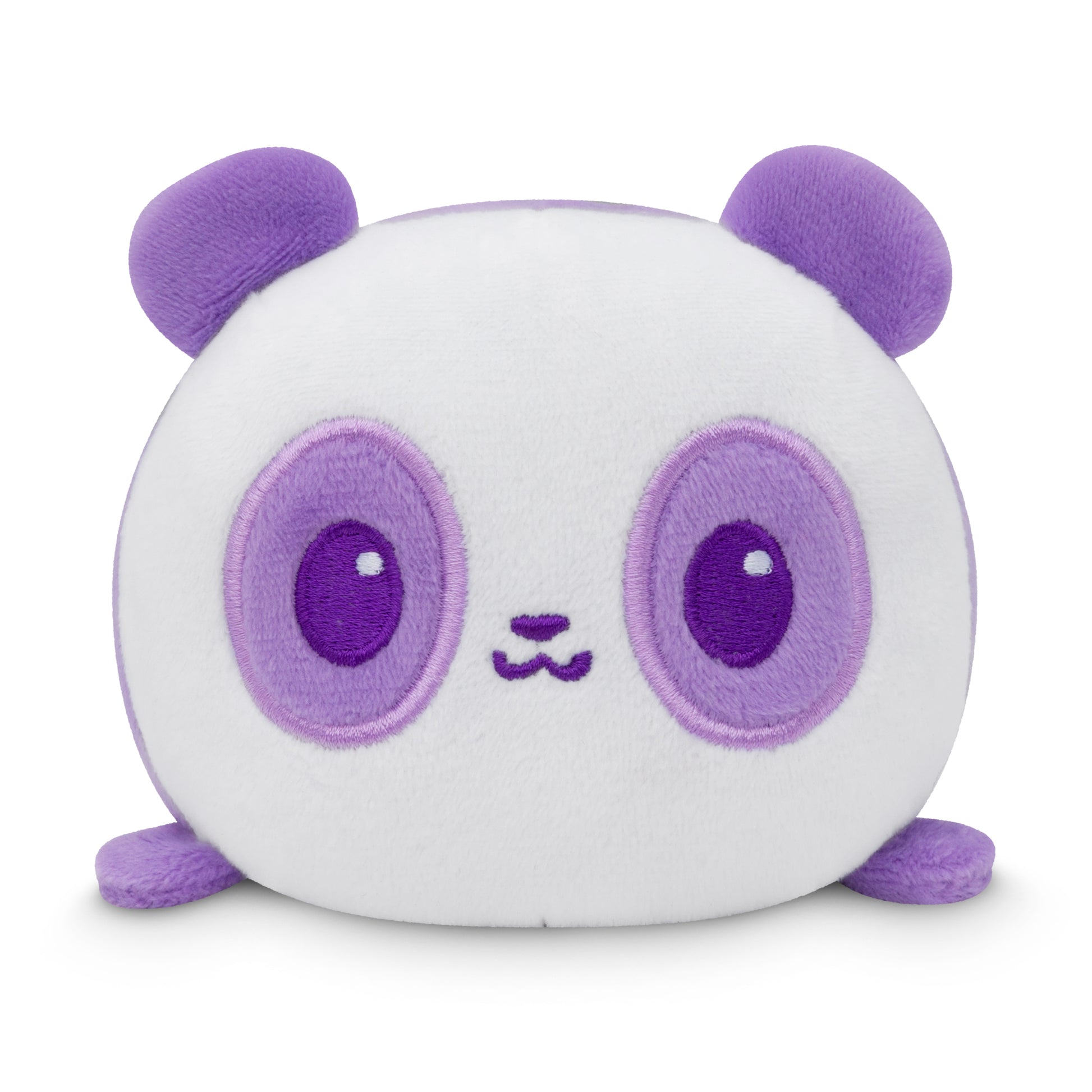 A TeeTurtle Plushiverse Bobalicious Panda Plushie Tote Bag with large purple eyes and small ears.