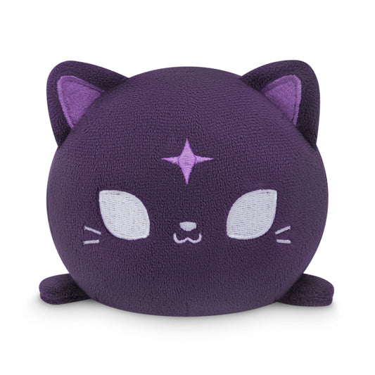 A Plushiverse Witchy Whiskers Cat Plushie Tote Bag by TeeTurtle, with a velcro storage pouch, on a white background.