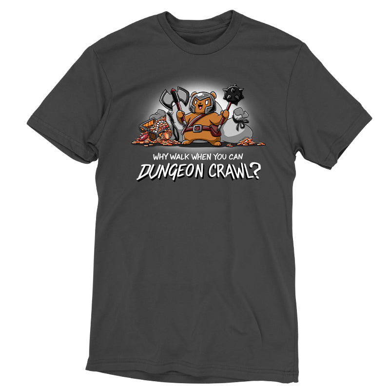 A TeeTurtle Dungeon Crawl-themed T-shirt in Charcoal Gray.