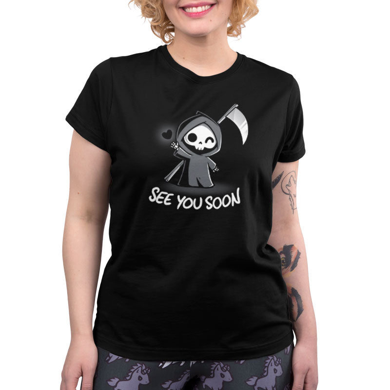 Comfortable black See You Soon women's t-shirt by TeeTurtle.