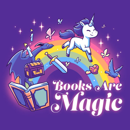 Purple Books Are Magic (Unicorn) t-shirt by TeeTurtle is a magical attire.