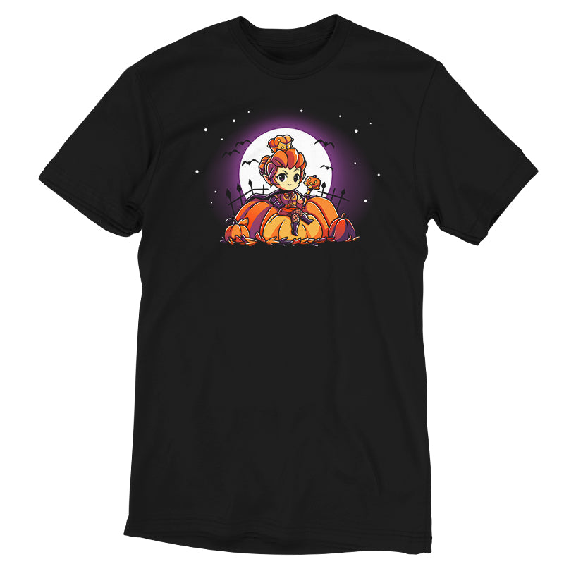 A TeeTurtle Pumpkin Queen t-shirt featuring an image of a pumpkin and a moon.