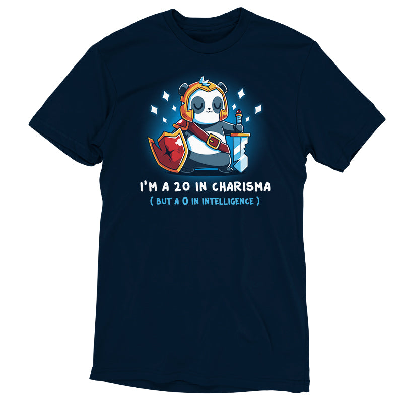 A TeeTurtle original t-shirt that displays social intelligence with the phrase "I'm a 20 in Charisma" from TeeTurtle.