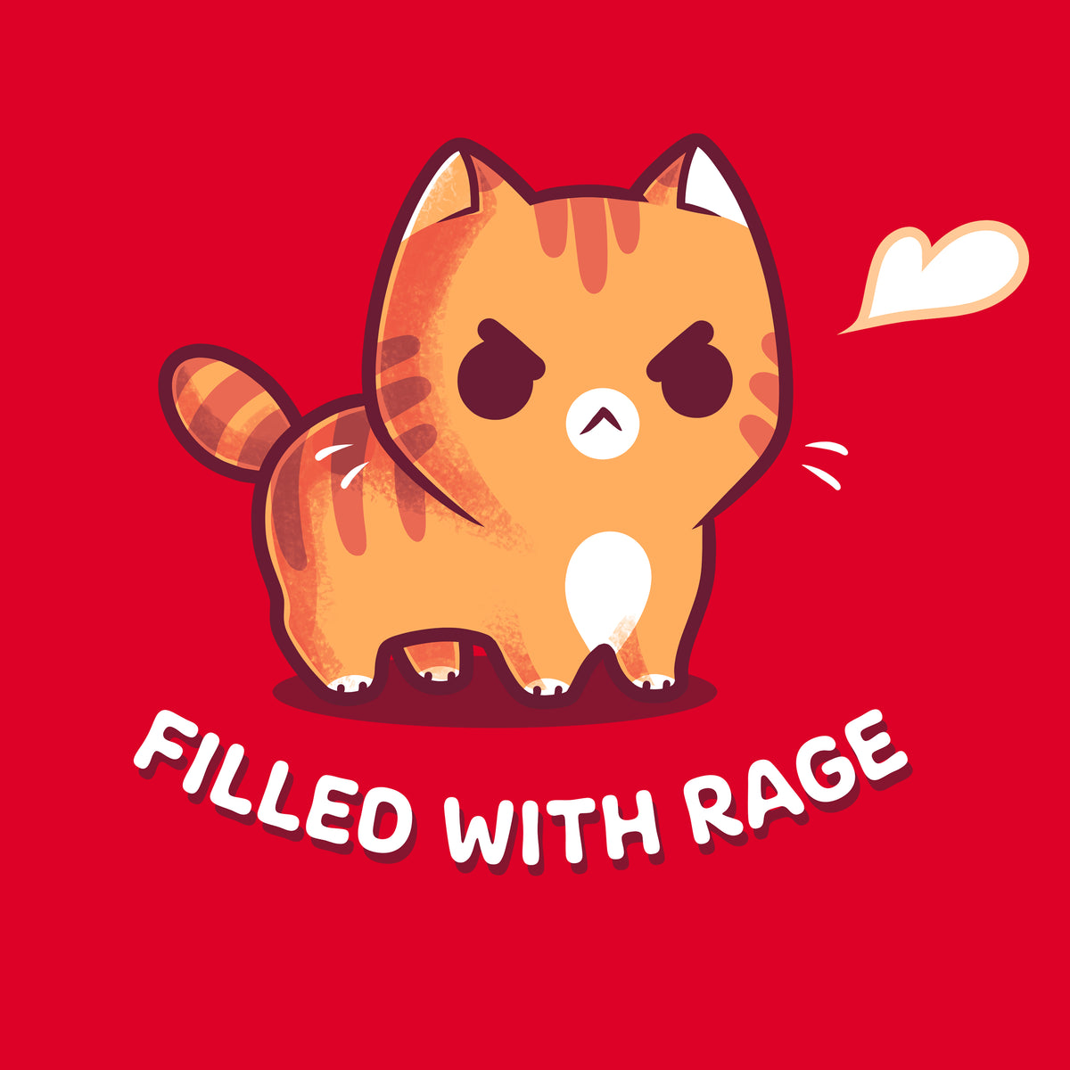 Women's Premium T-Shirt_TeeTurtle red Filled With Rage Women's Premium T-Shirt featuring an angry orange tabby cat puffed up with its tail raised and a small white puff beside it, with the text "Filled With Rage."