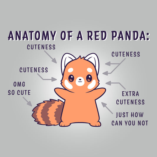 Anatomy of a Red Panda on a silver TeeTurtle t-shirt.