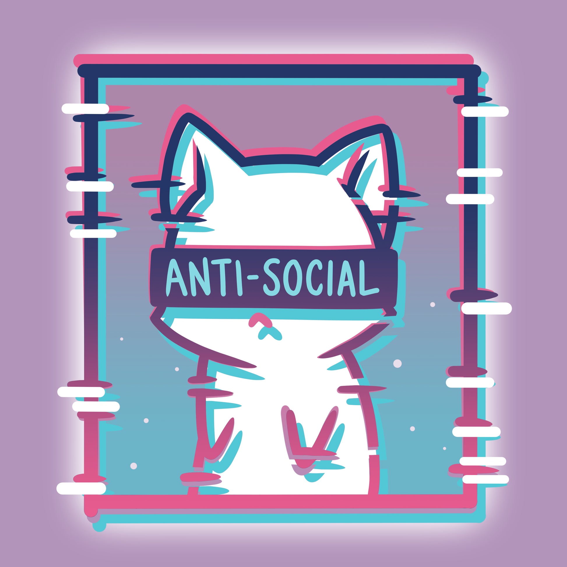 A TeeTurtle Anti-Social Cat T-shirt on a purple background.
