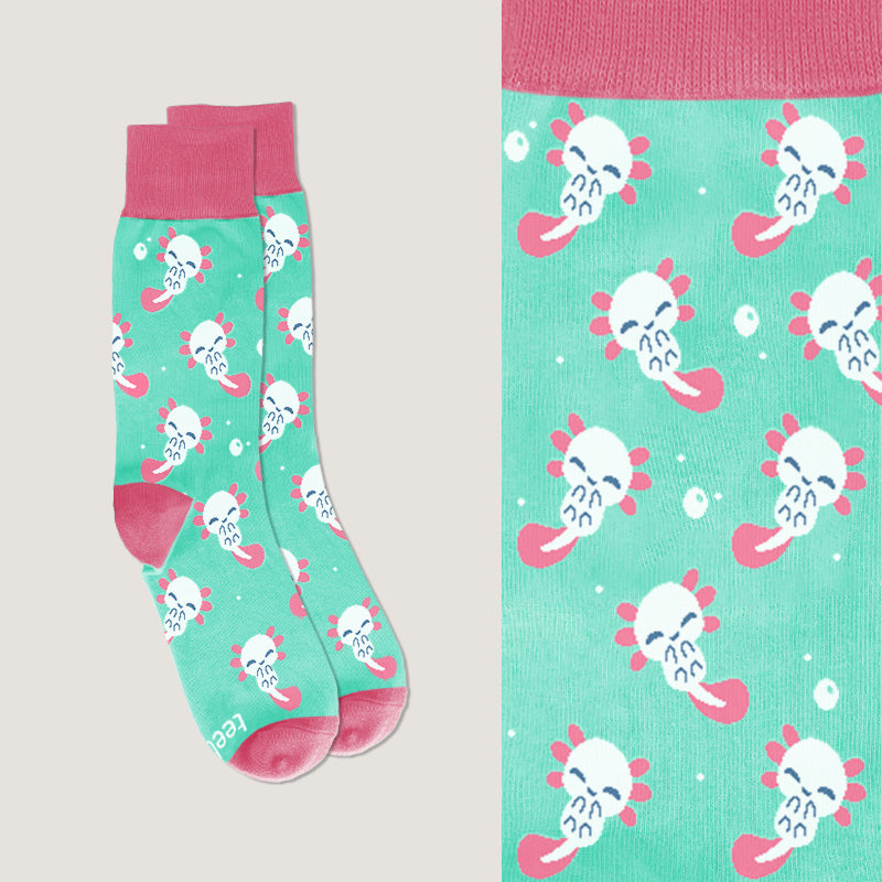 These comfortable Axolotl Pattern socks from TeeTurtle feature adorable pink and white octopus designs, perfect for anyone as they are available in one size fits all.