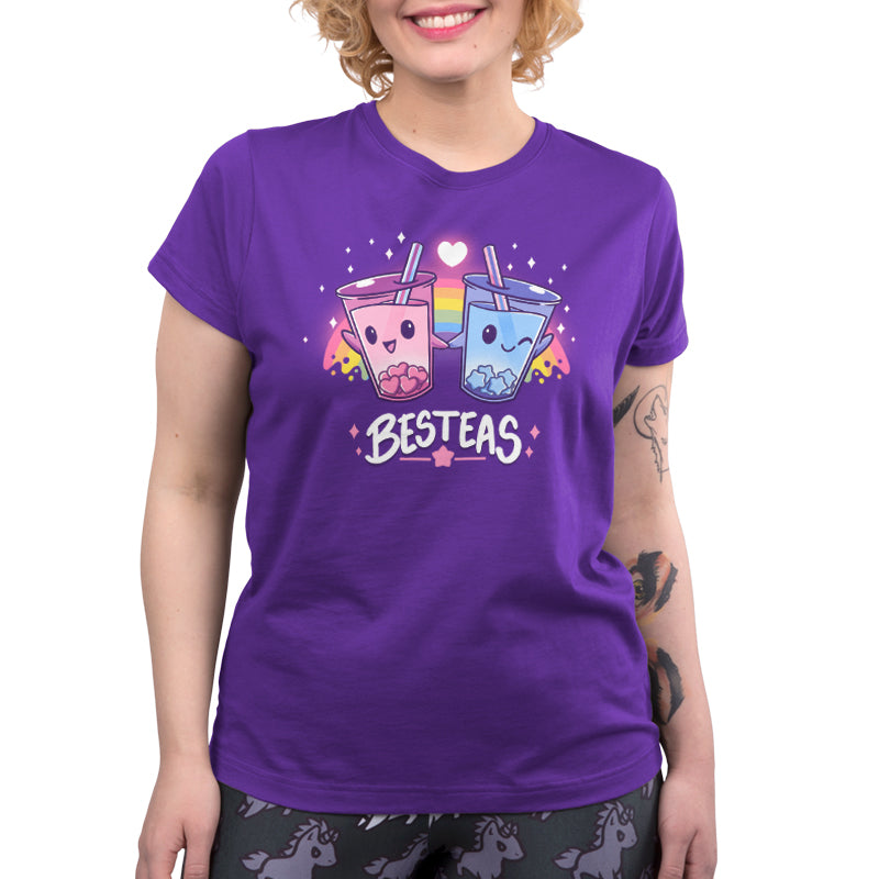 A women's Besteas purple t-shirt with the words TeeTurtle on it.