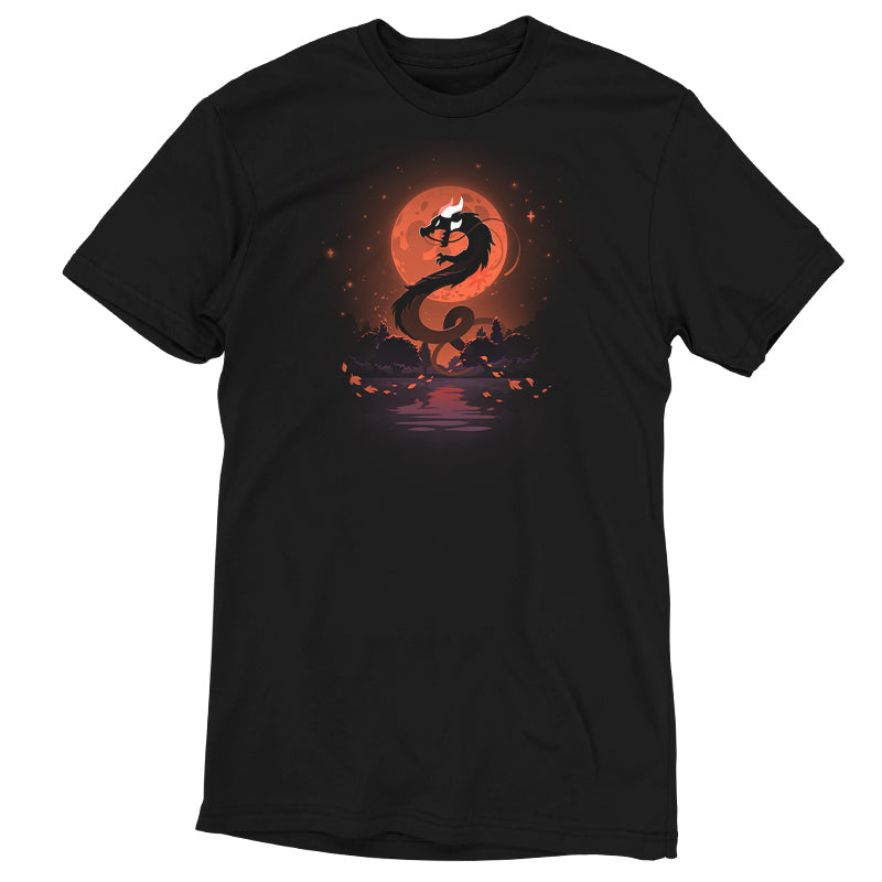 A TeeTurtle original: The Blood Moon Dragon, a black t-shirt with an image of a snake.