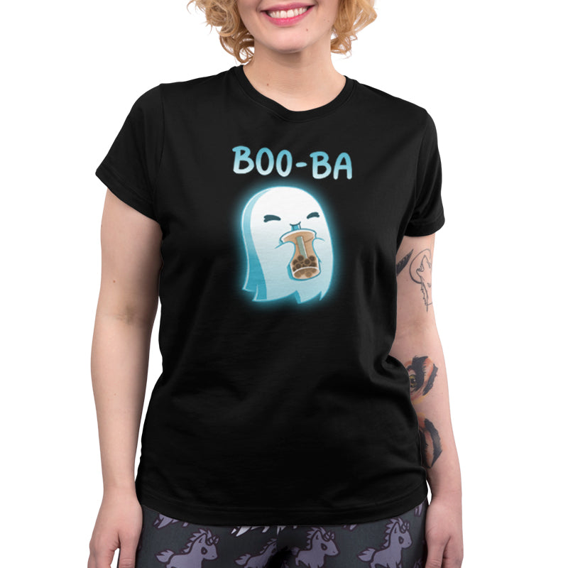 A TeeTurtle women's black t-shirt featuring the word "Boo-ba".