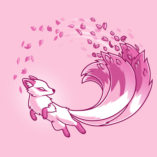 A pink-haired TeeTurtle Cherry Blossom Kitsune floating in the air.