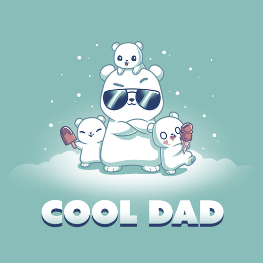 TeeTurtle T-shirt featuring a Cool Dad polar bear on a blue background.
