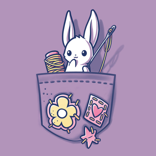 A Crafty Bunny in Your Pocket project involves a white bunny sitting in a pocket on a TeeTurtle T-shirt.