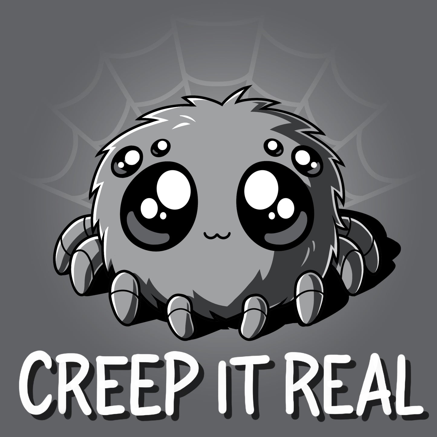Creepy crawlies meet fluffy on this Creep It Real spider-themed TeeTurtle t-shirt.