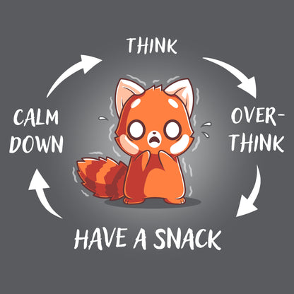 A red fox with the words "think" and "calm down" from TeeTurtle's Cycle of Anxiety.