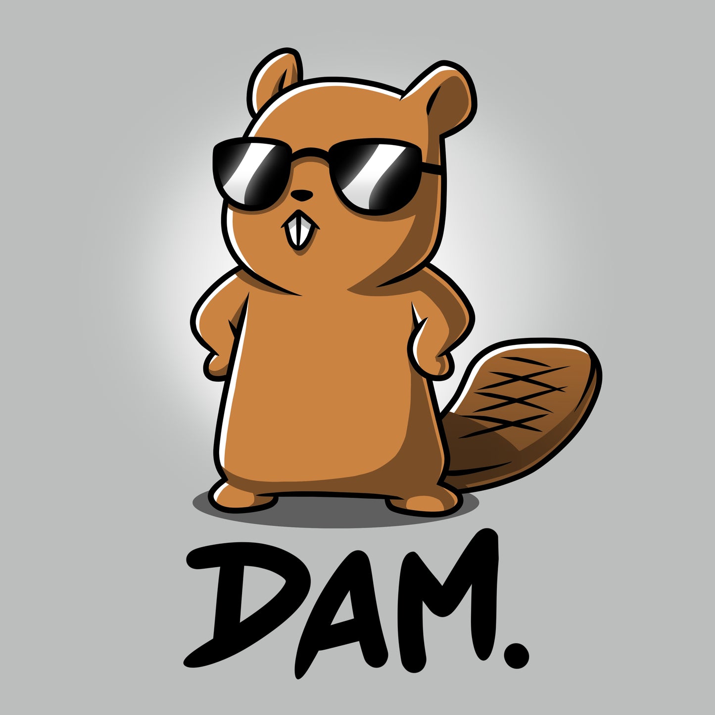 Cartoon of a cool beaver wearing sunglasses, perfect for a Dam T-shirt. This design is made with high-quality Ringspun Cotton by TeeTurtle.