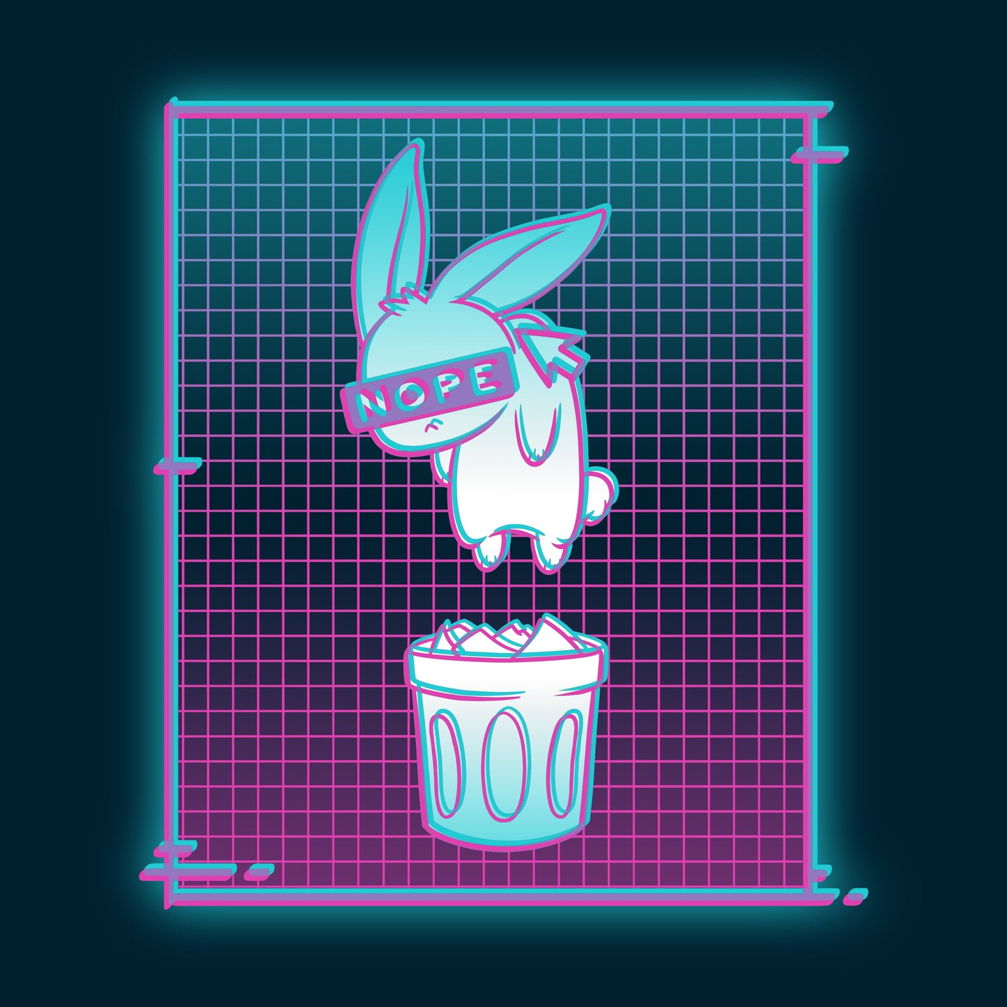 A TeeTurtle Digital Trash Bunny T-shirt featuring an image of a rabbit in a trash can.