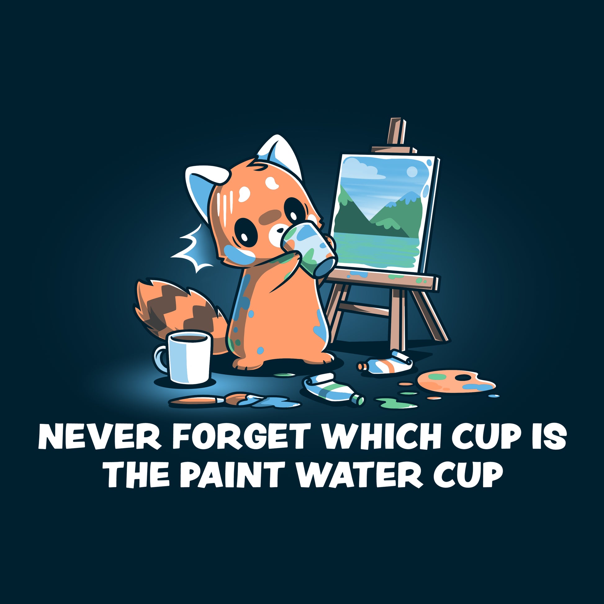 Never forget which cup is the Don’t Drink the Paint Water navy blue water cup by TeeTurtle.