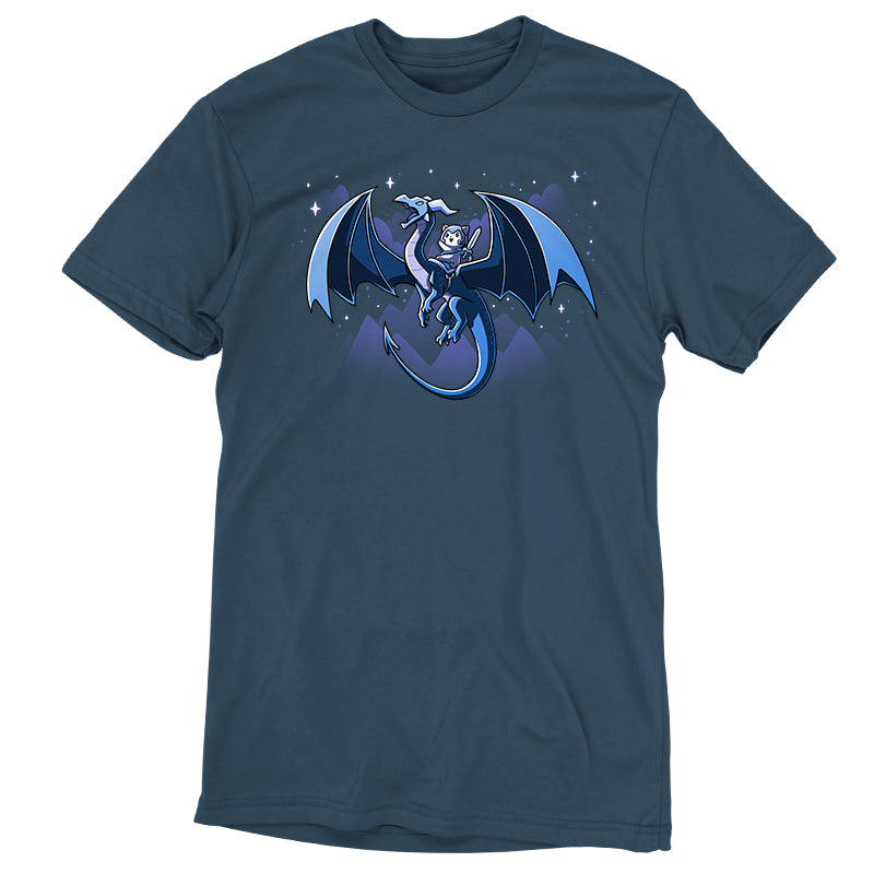 A Dragon Rider on a TeeTurtle denim blue t-shirt.