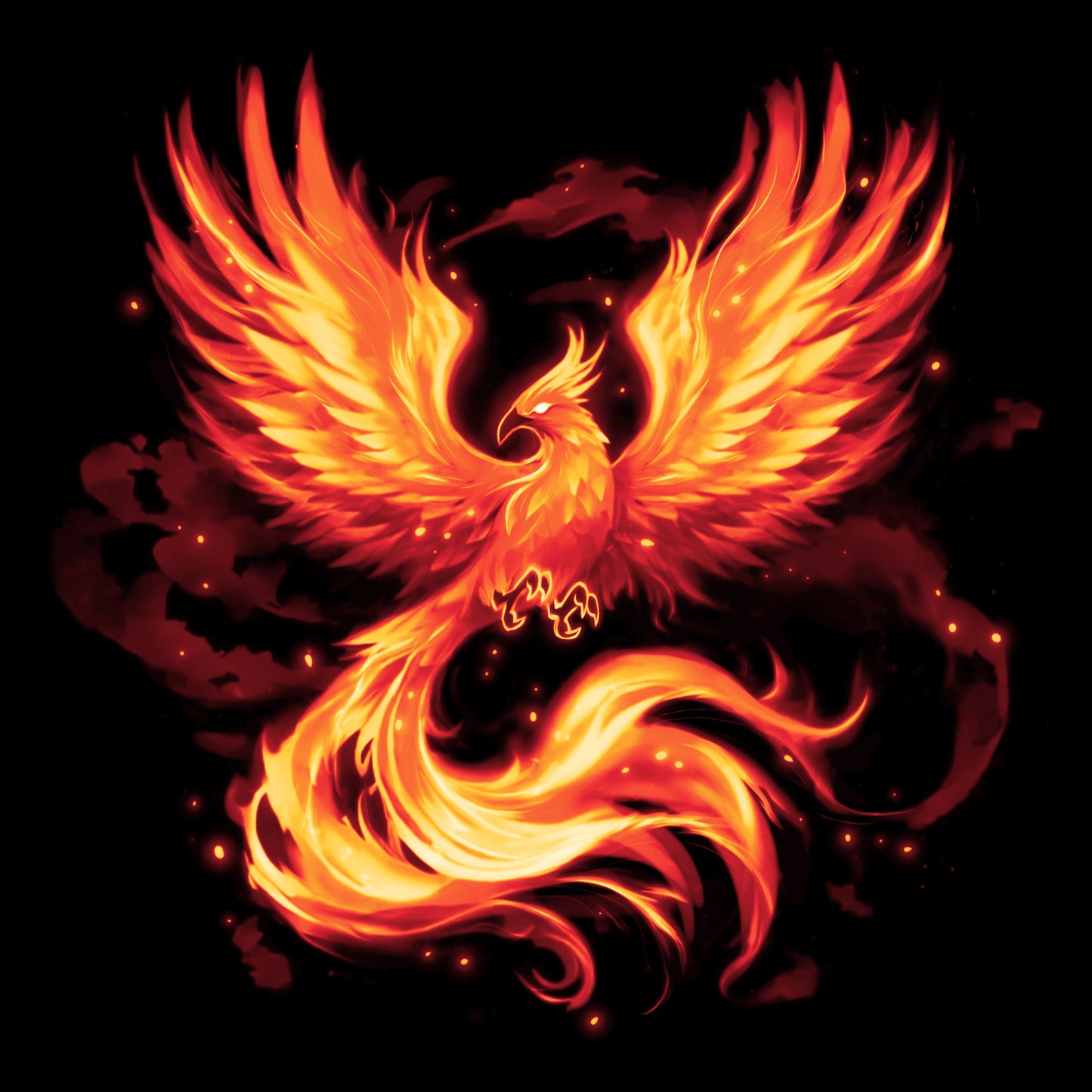 A Fiery Phoenix TeeTurtle T-shirt on a black background.