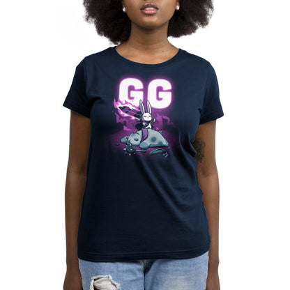 A navy blue women's t-shirt featuring the original TeeTurtle design with the word Good Game on it.