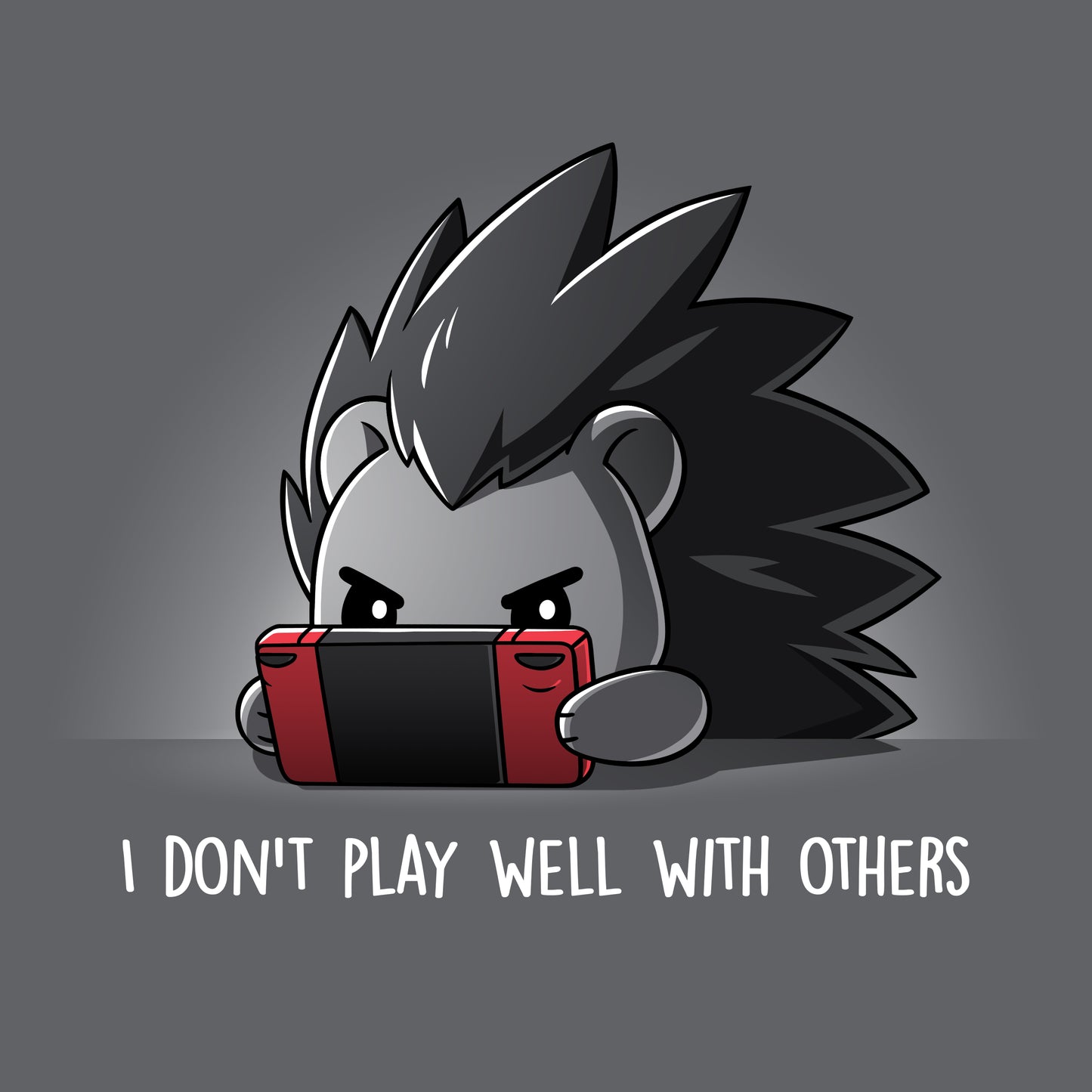 I Don't Play Well With Others charcoal gray t-shirt perfect for solo games enthusiasts by TeeTurtle.