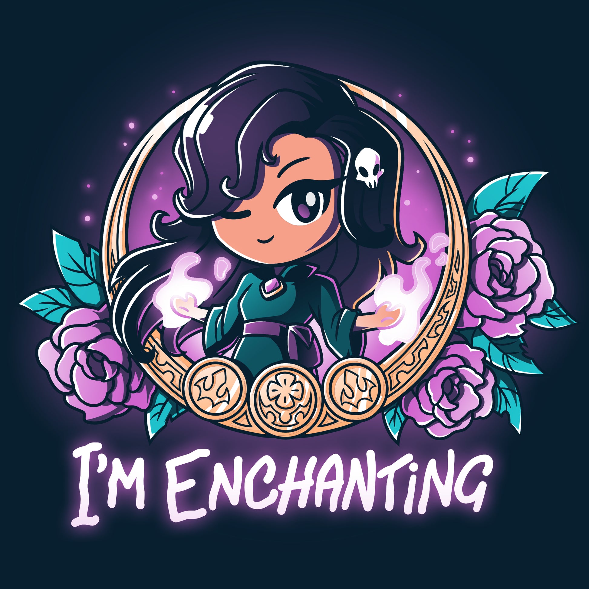I'm TeeTurtle Enchanting - a Navy Blue girl with a flower in her hand.