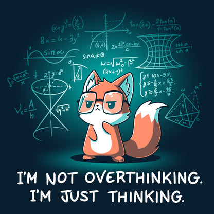 A fox wearing TeeTurtle's navy blue "I'm Just Thinking" glasses engaging in awesome brainstorming.