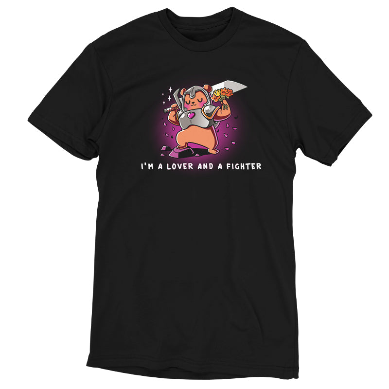 A black I'm a Lover and a Fighter T-shirt for TeeTurtle Star Wars fighters.