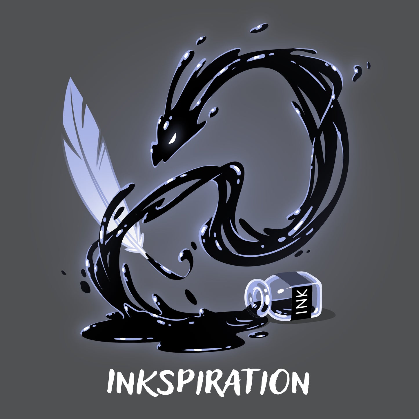 An image of a dragon in the process of creating an Inkspiration artwork on a black background by TeeTurtle.