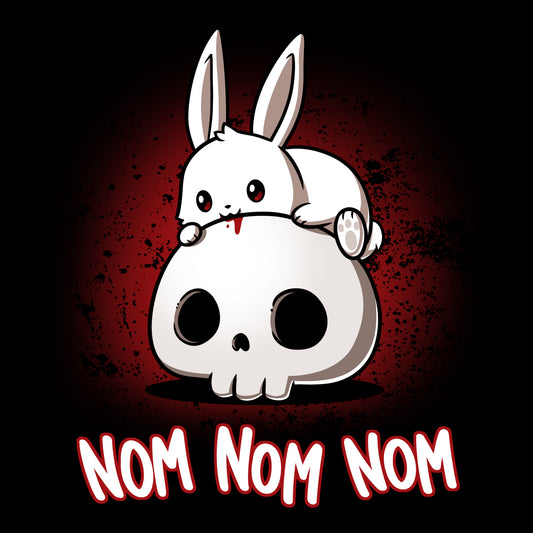 A black cotton Killer Bun Bun T-shirt with a bunny sitting on a skull, playfully saying 
