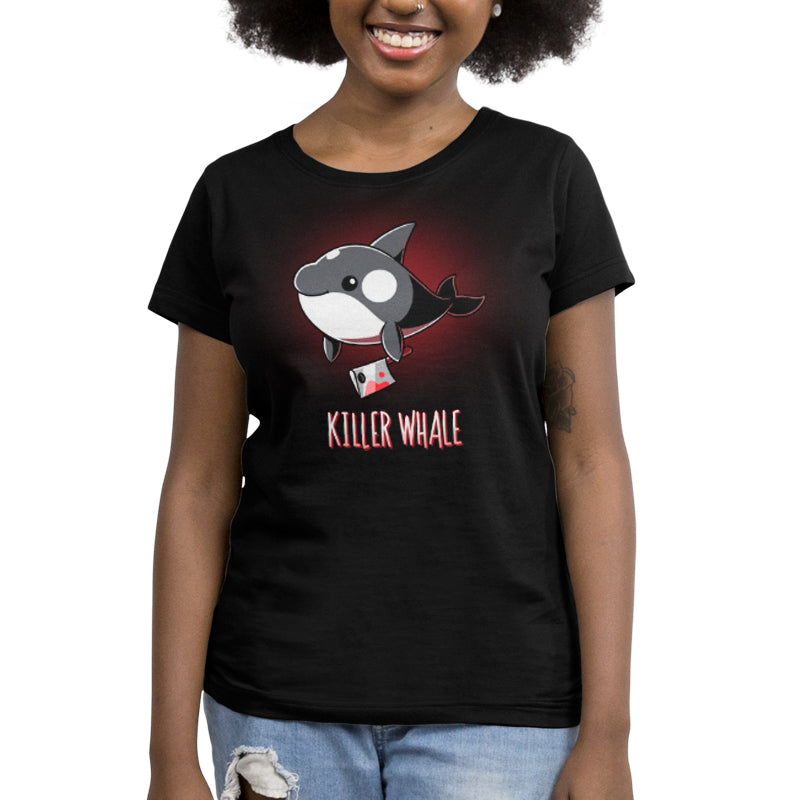 TeeTurtle Killer Whale women's short sleeve t-shirt featuring a smiling design.