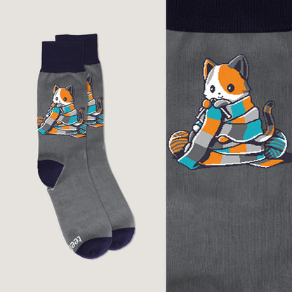 A comfortable Knittin' Kitten Sock with a cat on it, from TeeTurtle.