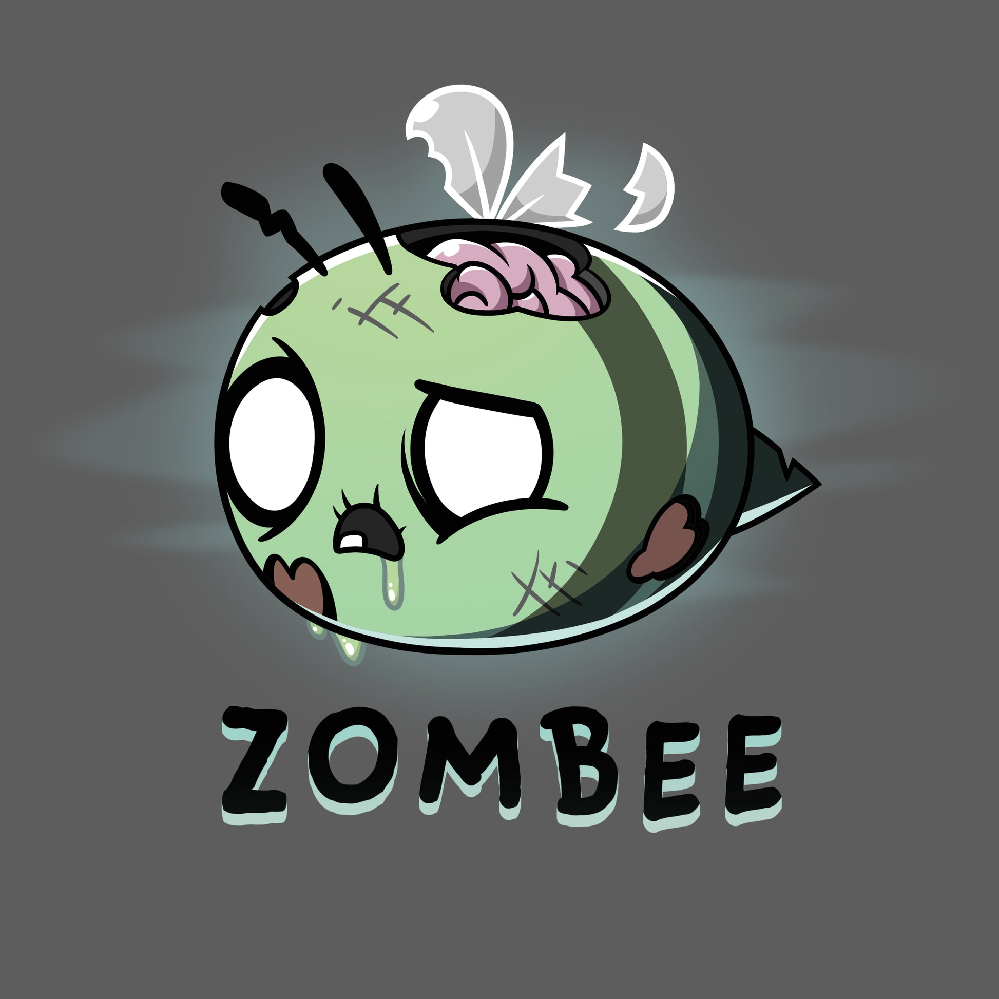 Premium Cotton T-shirt_TeeTurtle Zombee charcoal gray t-shirt featuring a zombie bumble bee