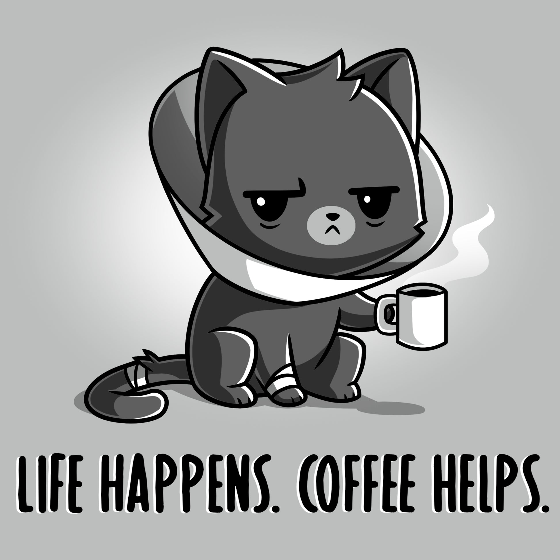 Life happens, coffee helps TeeTurtle cat tee.