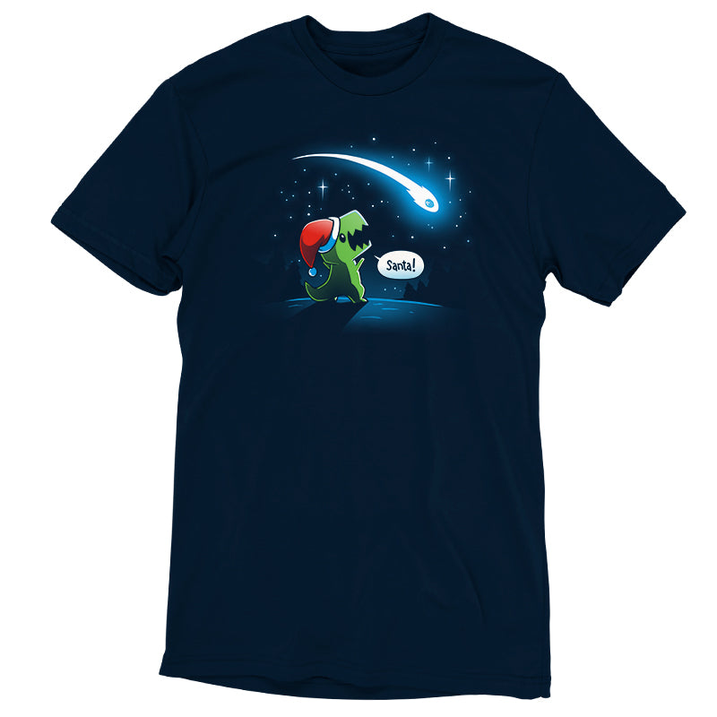 A Look, Santa! t-shirt by TeeTurtle with an image of a lizard with a star in the sky.