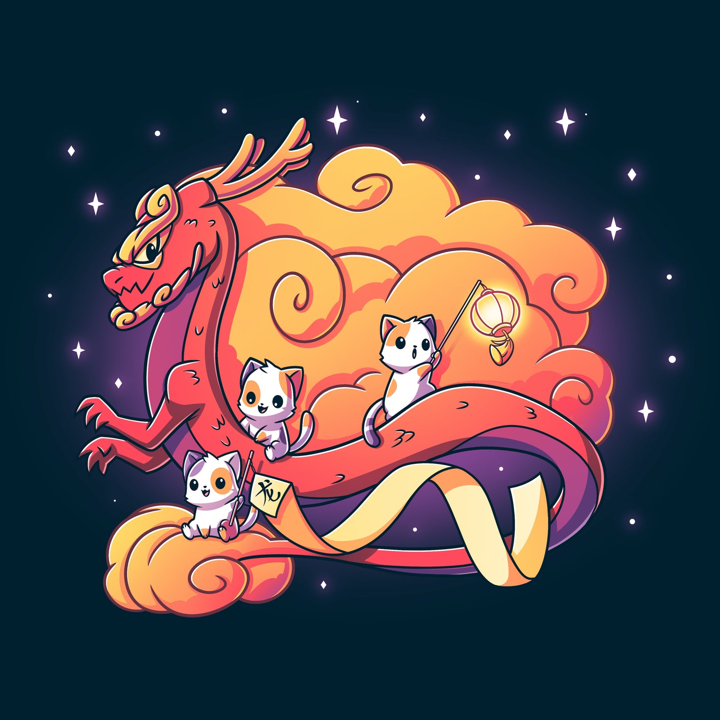 Celebrate the Year of the Dragon with Lunar New Year Kitties on T-shirts by TeeTurtle.