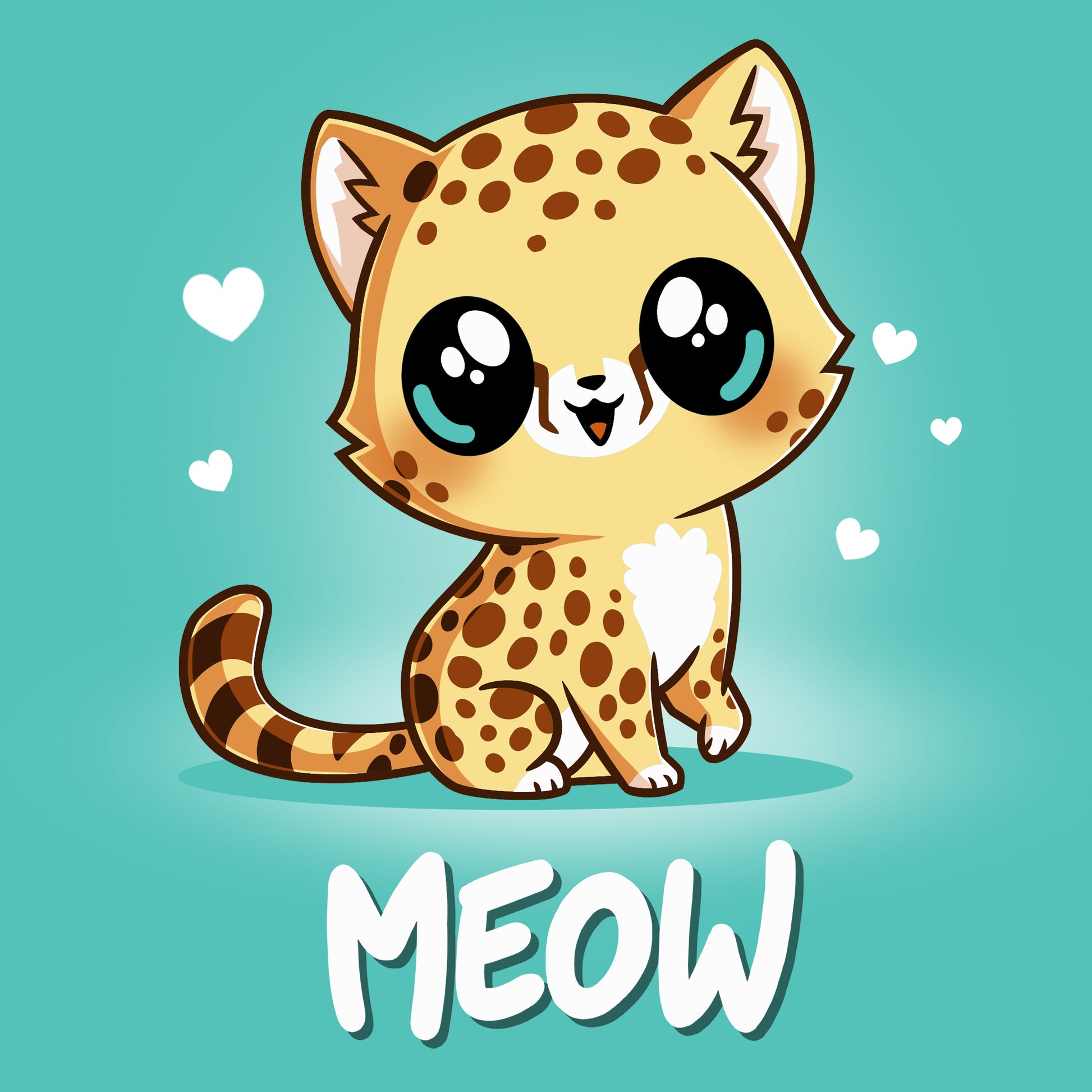 A TeeTurtle squee-tah with the word Meow on it.