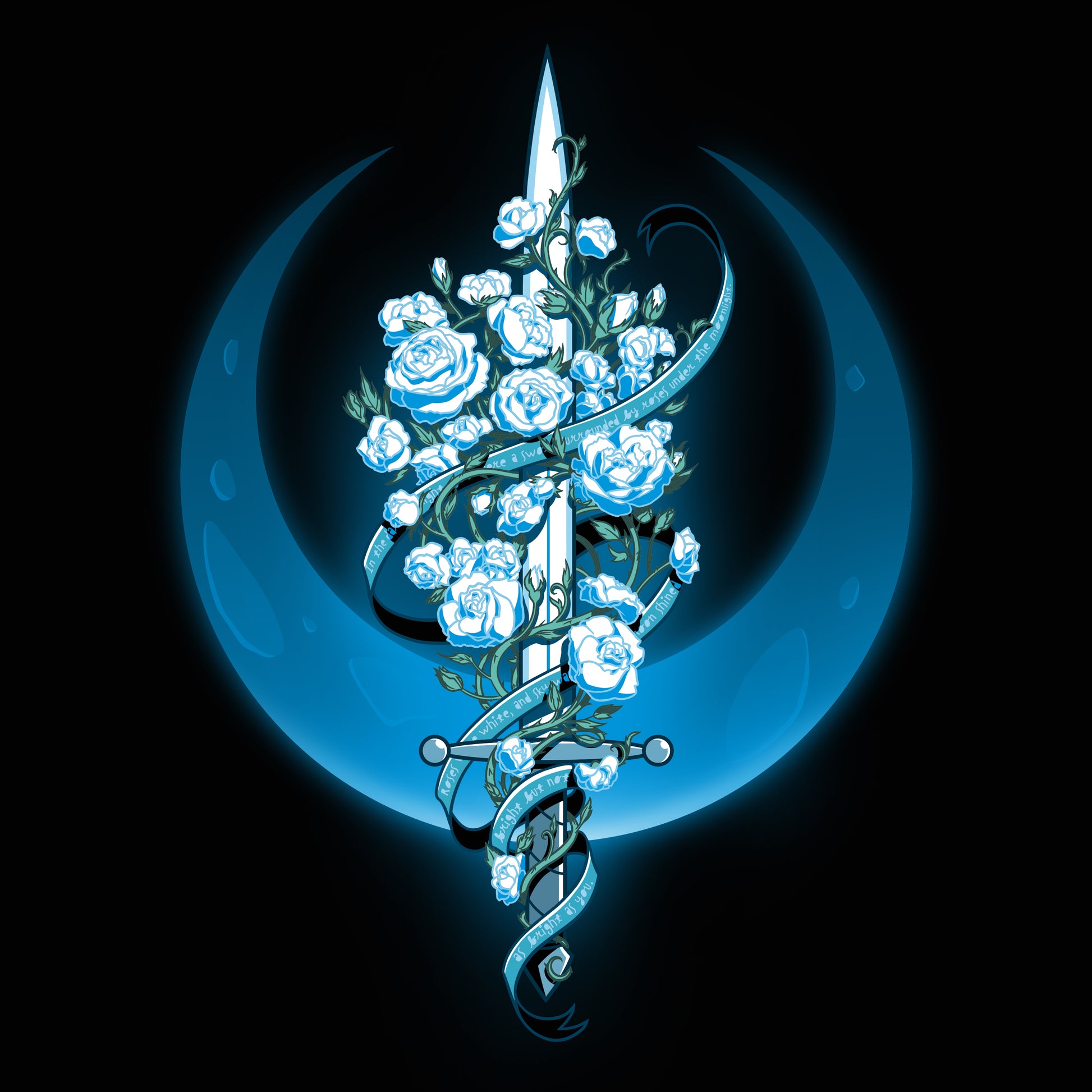 A Moonlit Blade of Roses adorned with roses by TeeTurtle.