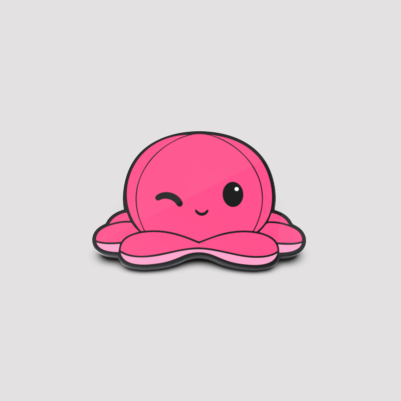 A Winking Pink Octopus Pin with eyes from TeeTurtle.