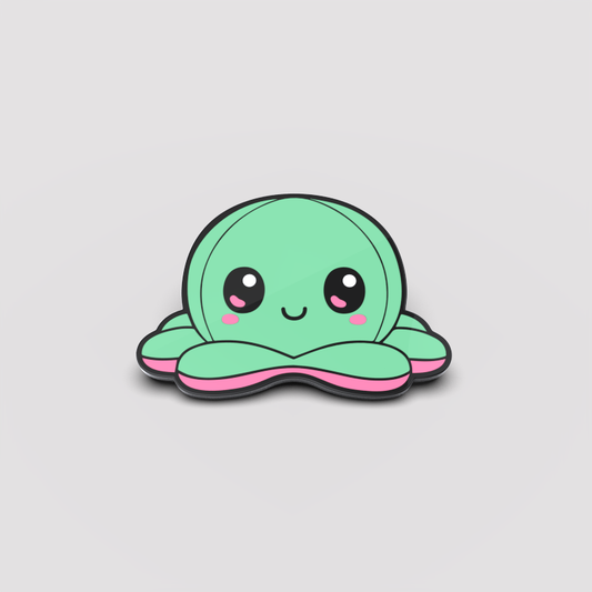 TeeTurtle's Happy Light Green Octopus Pin is a kawaii enamel pin.