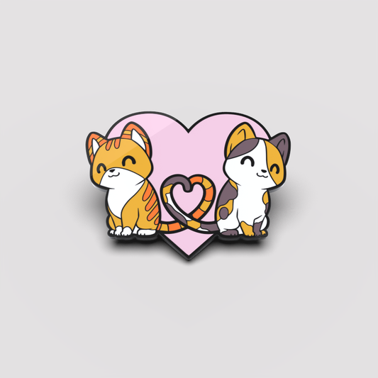 Adorable Purrrfect Together Pin with two cats in a heart shape by TeeTurtle.