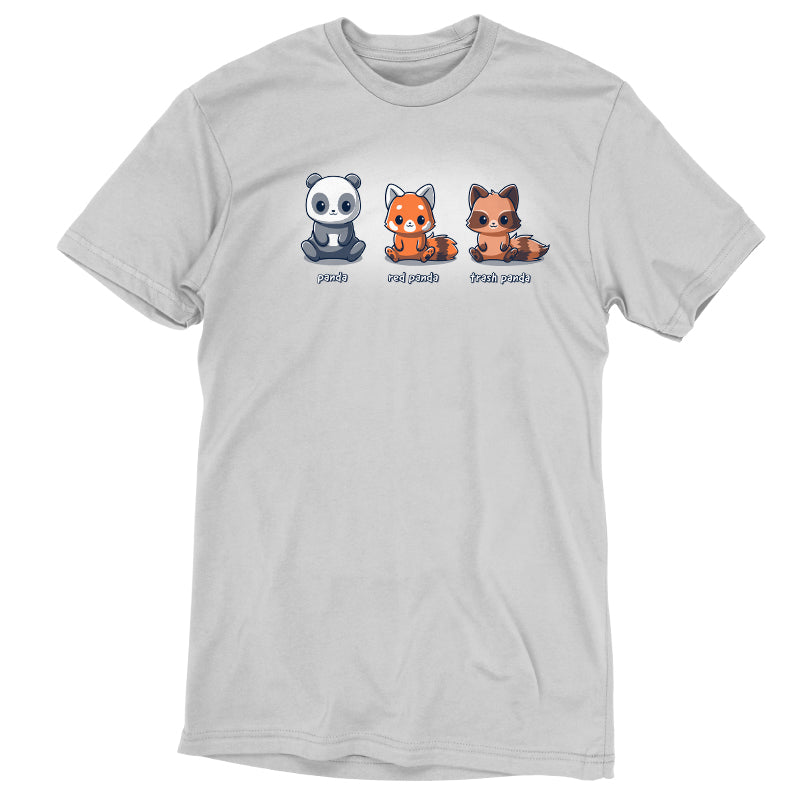 A TeeTurtle t-shirt featuring three Panda, Red Panda, or Trash Panda bears.