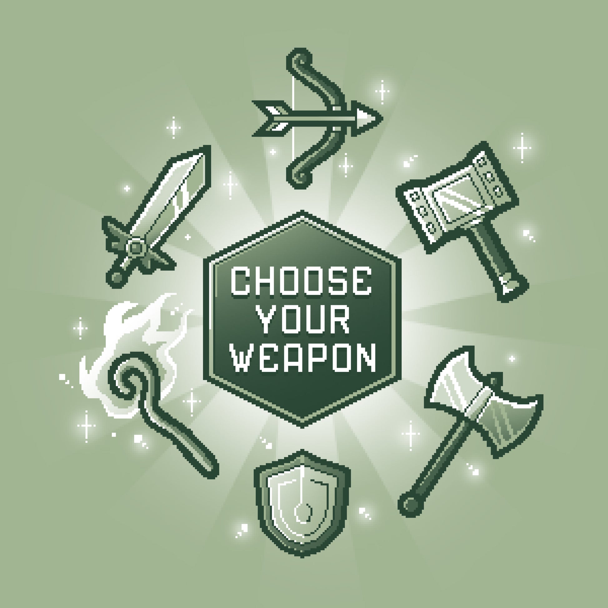 Customize your Pixelated Weaponry from TeeTurtle for combat.