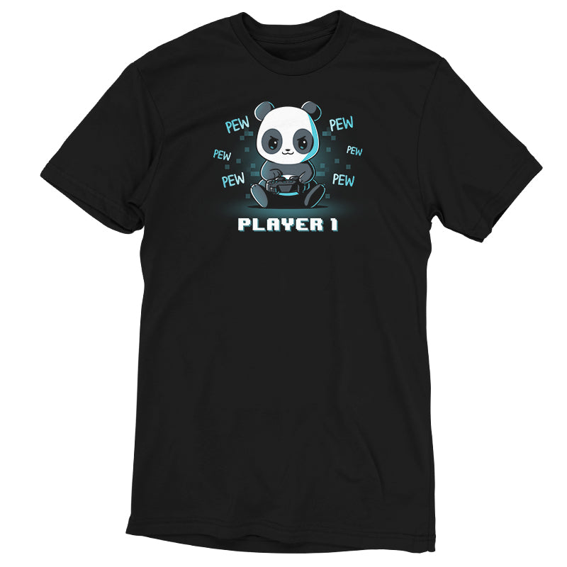 A TeeTurtle Player 1 Panda t-shirt featuring a panda bear image.