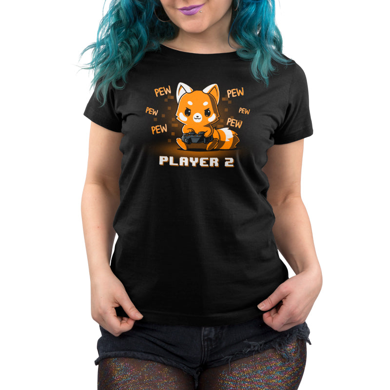 A women's t-shirt with an image of a Player 2 Red Panda from TeeTurtle.