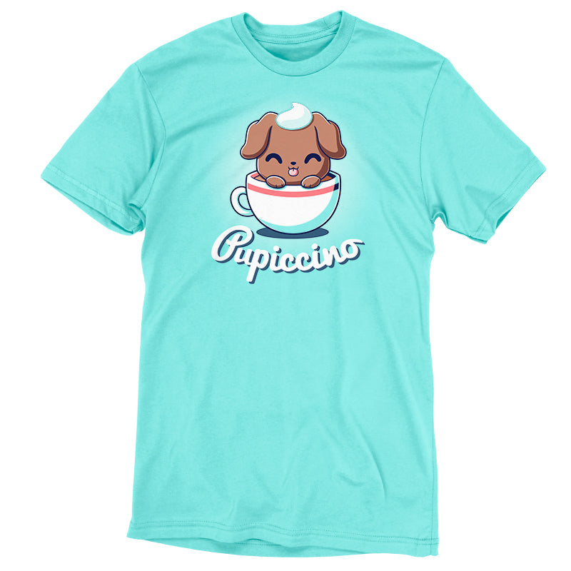 A TeeTurtle Pupiccino t-shirt with an image of a pupiccino.
